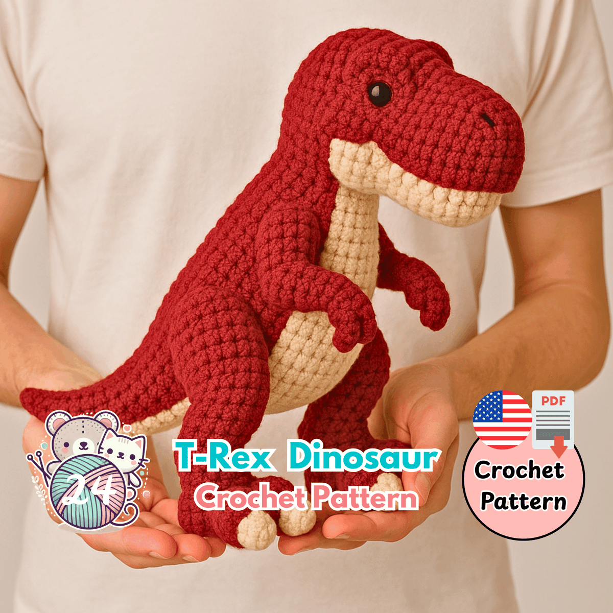 Crochet_DIY_24's tweet photo. T-REX Dinosaur Crochet PATTERN Amigurumi Trex. 
Jurrasic Dino Plush Toy Design. Step-by-step digital PDF pattern.

https://t.co/29sx3Tt5xv https://t.co/gveY18muzo