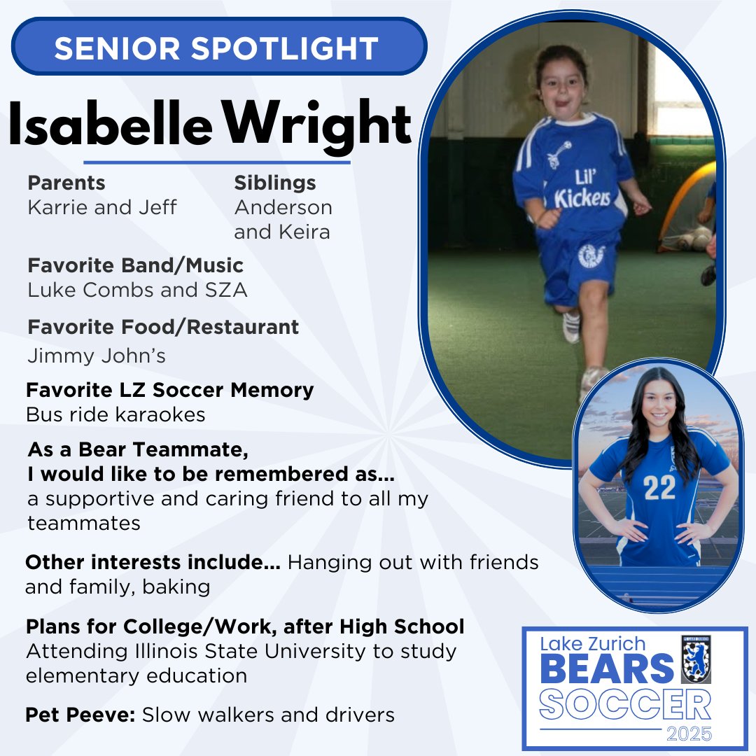Senior Spotlight, Izzy Wright! <a href="/lzhsathletics/">LZHS Athletics</a> <a href="/LZHSBEARS/">LZHS BEARS</a>