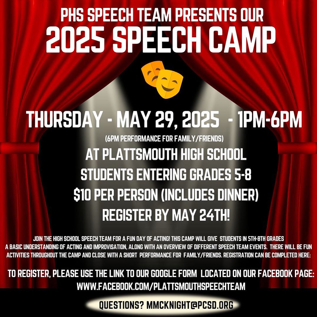Attention Middle Schoolers! We are holding our summer speech camp again on Thursday, May 29th! You can sign up at this link:
docs.google.com/forms/d/e/1FAI…