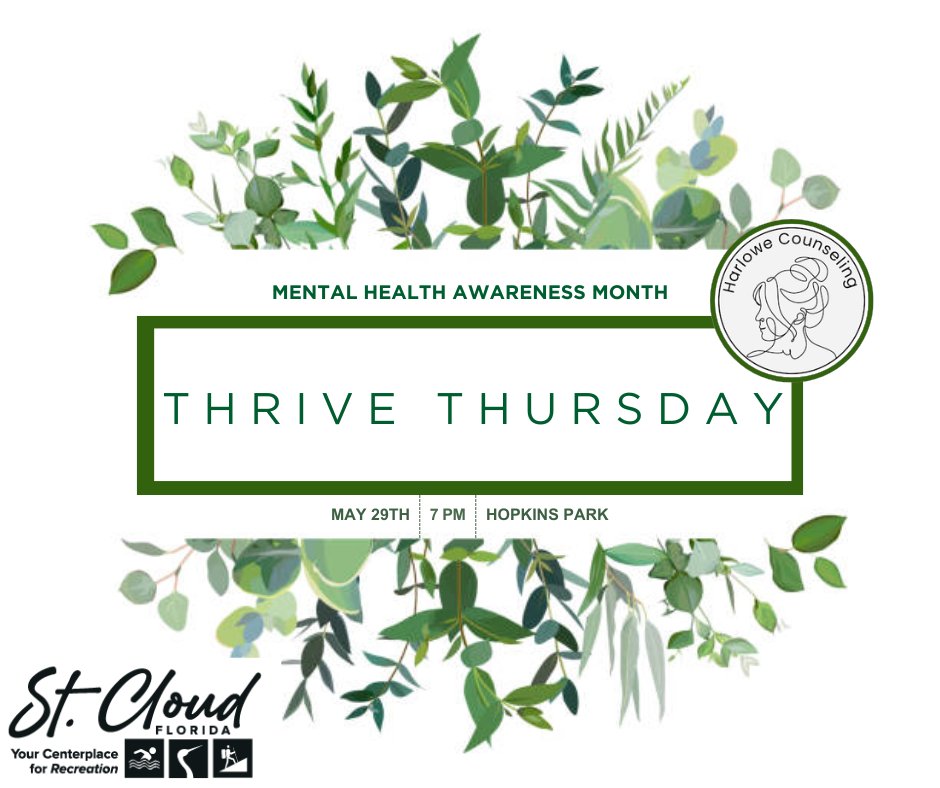 Join us Thursday, May 29 at 7 PM for a free Mental Health Awareness Month event at Hopkins Park. Presented by Harlowe Counseling, this session offers practical tips to care for your mental wellness and build healthy habits. Let’s make mental health a priority.