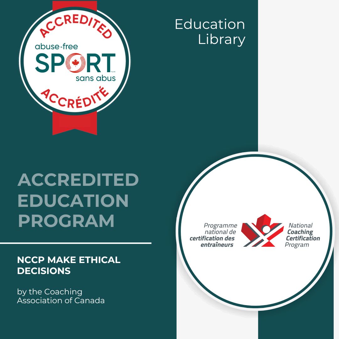New accredited training!

➡️ NCCP Make Ethical Decisions by the Coaching Association of Canada 

Details: bit.ly/4iROXoa  

*This education program was accredited during the last application period, which ended on February 1, 2025.