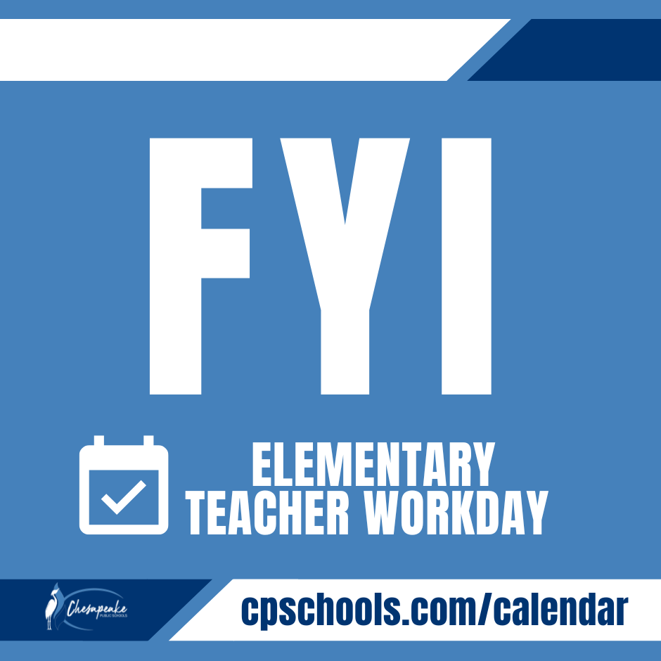 🗓️Just a reminder that Friday, May 9, 2025, is a Teacher Workday for all Elementary Schools ONLY. There will be no school for students enrolled in grades Pre-K-5.

💻 Visit our full calendar on our website: cpschools.com/calendar