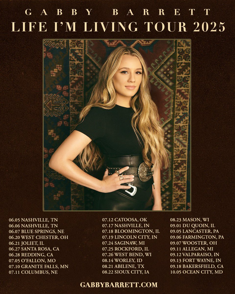 I’m so pumped to hit the road next month on the Life I’m Living Tour!!! This tour is all about the journey we’ve had together AND turning the page into the next chapter with new music (coming shortly 🤭). You can get tickets to a show near you NOW 🤍 gabbybarrett.com/#tour