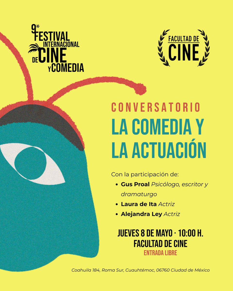 Escribe Cine (@escribecine) on Twitter photo 📣 Mañana no te pierdas este conversatorio con grandes invitados de comedia. 🤪
Cortesía del <a href="/24RisasXSeg/">Fest. Int. Cine y Comedia, 24 Risas por Segundo</a> y la <a href="/facultaddecine/">Facultad de Cine</a> 📣 Mañana no te pierdas este conversatorio con grandes invitados de comedia. 🤪
Cortesía del <a href="/24RisasXSeg/">Fest. Int. Cine y Comedia, 24 Risas por Segundo</a> y la <a href="/facultaddecine/">Facultad de Cine</a>