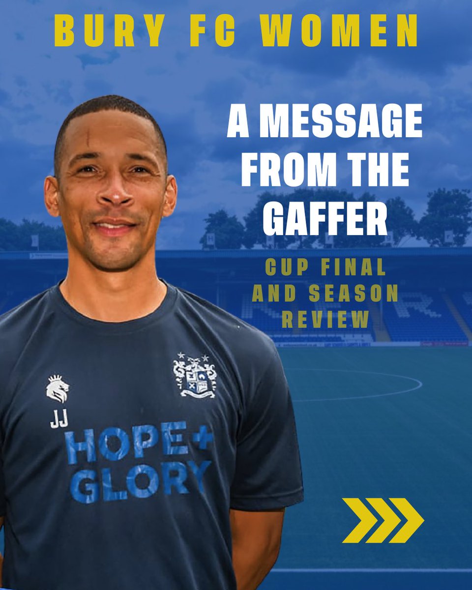 buryfc_women's tweet image. A message from the manager reflecting on our cup final and season in an open letter to the players and fans. 

A huge thank you to everyone for their support this season. We go again next season! 

#BuryFC #PartOfIt