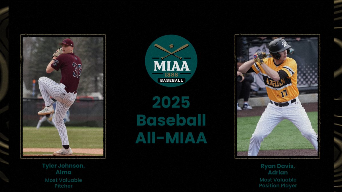 #D3MIAA Sports (@miaa1888) on Twitter photo #D3MIAA Honors Top Baseball Performers of 2025 โพ
READ -- bit.ly/4d73z1F
#MIAAbaseball #GreatSince1888 <a href="/AdrianBulldogs/">Adrian College Athletics</a> <a href="/gobrits/">Albion Athletics</a> <a href="/AlmaScots/">Alma College Scots</a> <a href="/CalvinKnights/">Calvin Knights</a> <a href="/HopeAthletics/">Hope College Athletics</a> <a href="/khornets/">Kalamazoo College Athletics</a> <a href="/OlivetAthletics/">The University of Olivet Athletics</a> <a href="/TrineAthletics/">Trine Thunder</a> #D3MIAA Honors Top Baseball Performers of 2025 โพ
READ -- bit.ly/4d73z1F
#MIAAbaseball #GreatSince1888 <a href="/AdrianBulldogs/">Adrian College Athletics</a> <a href="/gobrits/">Albion Athletics</a> <a href="/AlmaScots/">Alma College Scots</a> <a href="/CalvinKnights/">Calvin Knights</a> <a href="/HopeAthletics/">Hope College Athletics</a> <a href="/khornets/">Kalamazoo College Athletics</a> <a href="/OlivetAthletics/">The University of Olivet Athletics</a> <a href="/TrineAthletics/">Trine Thunder</a>