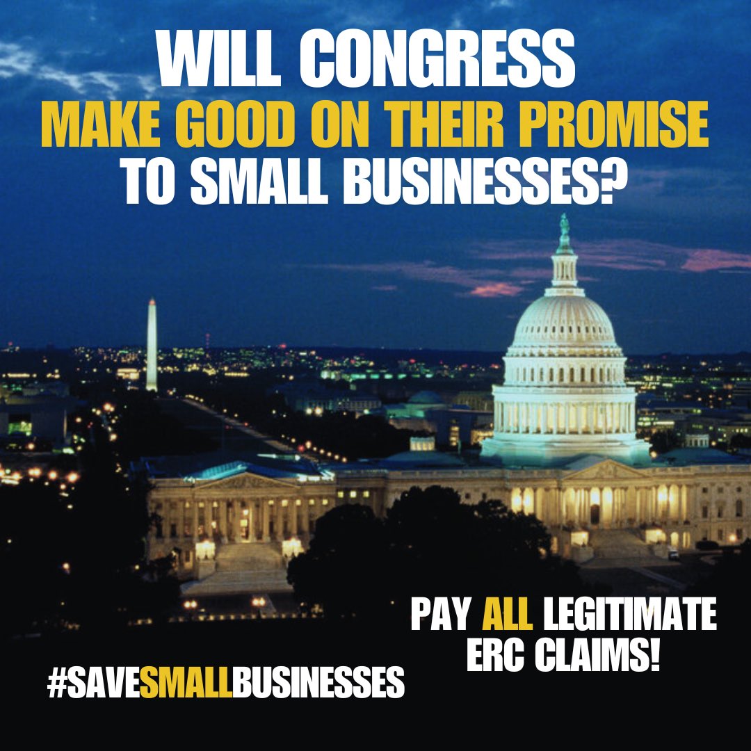 Brian Cardone 🏴☠️🇺🇦 (@cardon_brian) on Twitter photo Small businesses did as asked, paying their pandemic workers with the promise of a tax credit.
Congress: DO YOUR PART.
If the ERC tax credit is repealed, it will be one of the largest tax hikes on small businesses ever!
#SaveSmallBusinesses @WaysAndMeansGOP <a href="/RepJasonSmith/">Rep. Jason Smith</a> Small businesses did as asked, paying their pandemic workers with the promise of a tax credit.
Congress: DO YOUR PART.
If the ERC tax credit is repealed, it will be one of the largest tax hikes on small businesses ever!
#SaveSmallBusinesses @WaysAndMeansGOP <a href="/RepJasonSmith/">Rep. Jason Smith</a>