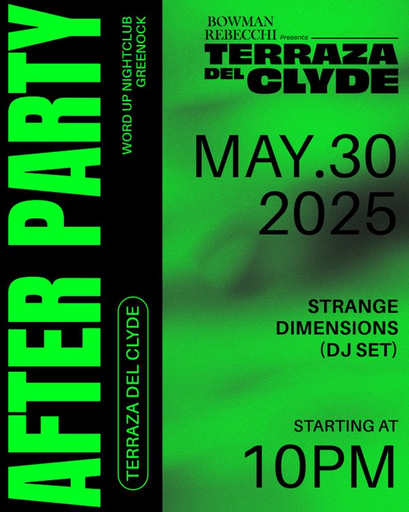 Delighted to be doing a DJ set at Word Up for the Terraza Del Clyde official after party 🥳 see you there ☀️🍻🎧