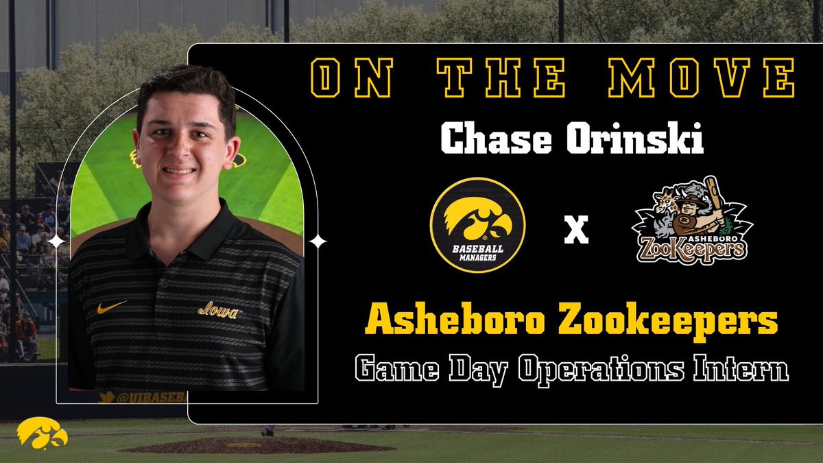 UIBASEManagers's tweet image. Congratulations to Chase Orinski (@ChaseOrinski), who will be interning at the Asheboro Zookeepers in Game Day Operations this summer!