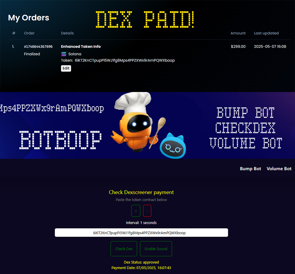BotBoopdotfun's tweet image. the Dexscreener was paid guys!