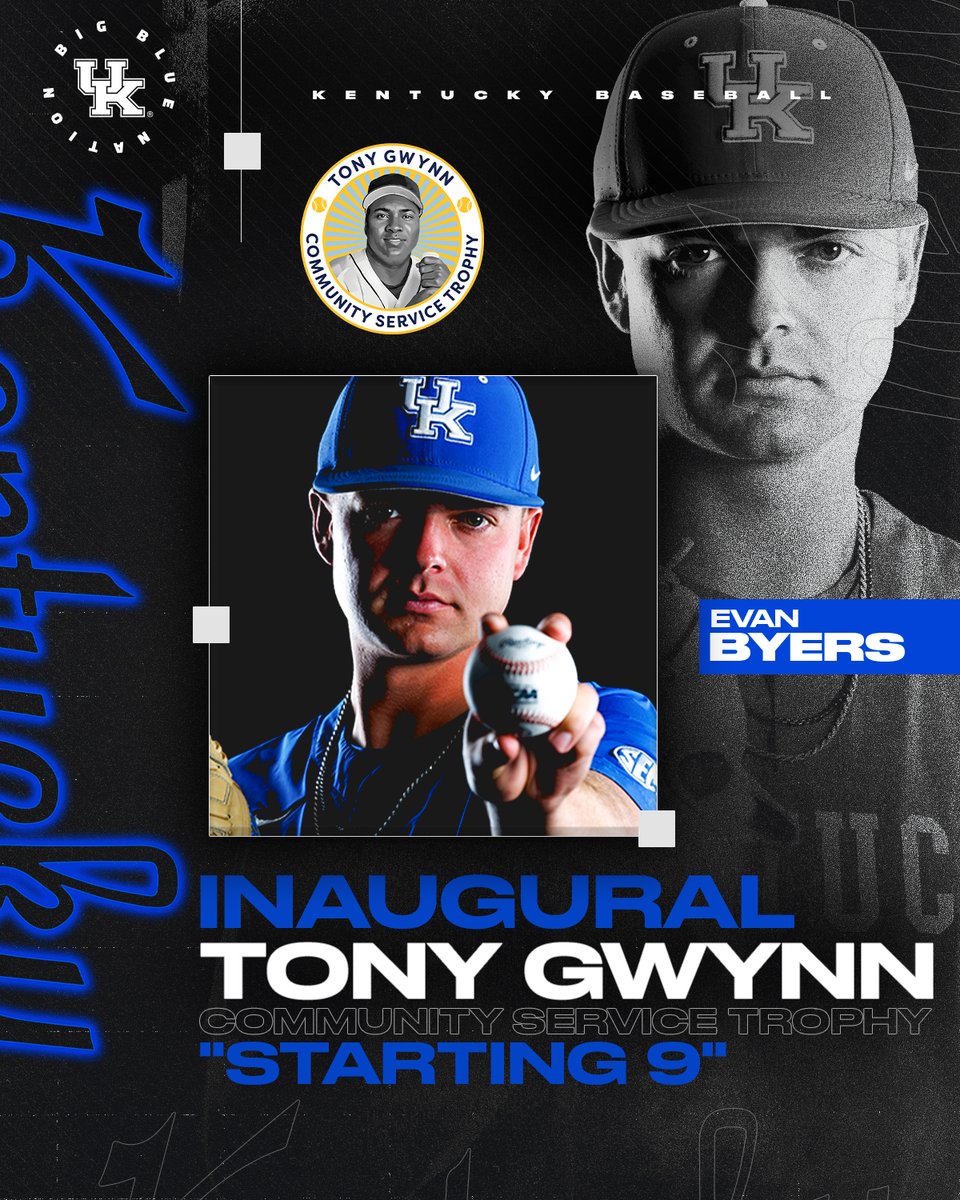 Kentucky Baseball (@ukbaseball) on Twitter photo Big-time honor for <a href="/evan_byers21/">Evan Byers</a>!
Kentucky’s Evan Byers Named Finalist for Inaugural Tony Gwynn Trophy – UK Athletics ukathletics.com/news/2025/05/0… Big-time honor for <a href="/evan_byers21/">Evan Byers</a>!
Kentucky’s Evan Byers Named Finalist for Inaugural Tony Gwynn Trophy – UK Athletics ukathletics.com/news/2025/05/0…