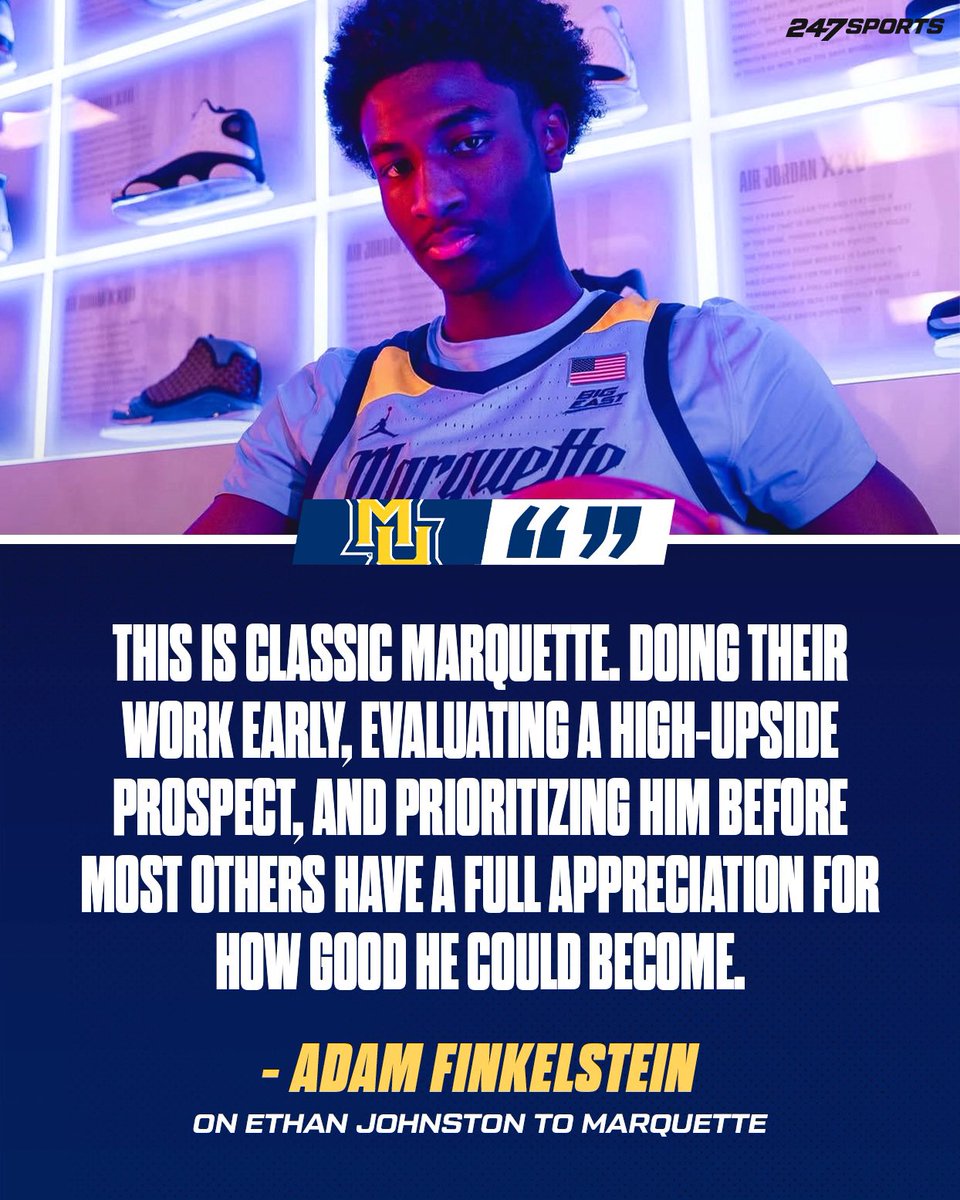 Hill School and NY Rens 2026 jumbo guard Ethan Johnston is off the board to Marquette. 

It’s the latest example that Shaka Smart is doubling down on player development and retention. 247sports.com/college/basket…