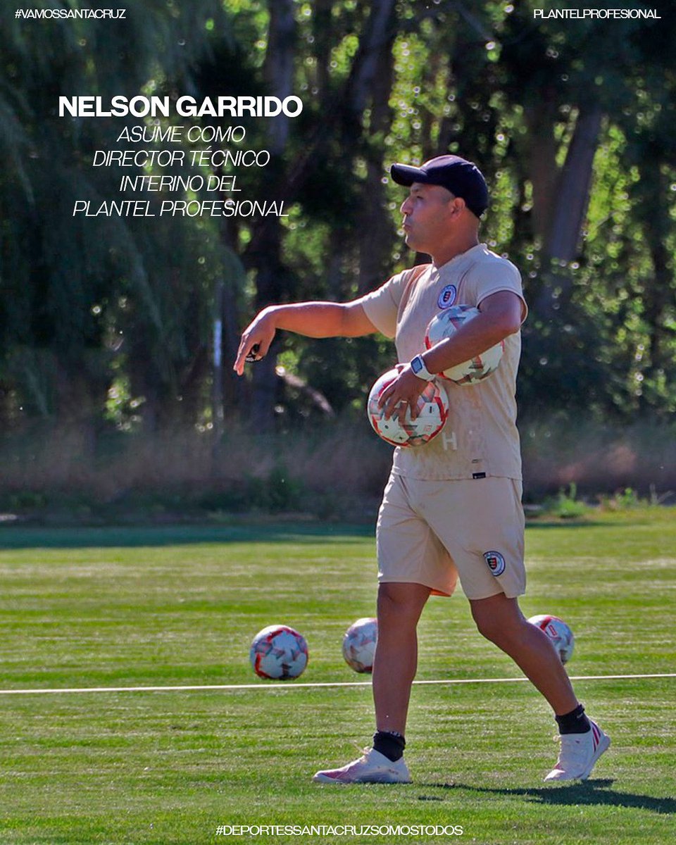 Nuestro club informa que de manera temporal, el señor Nelson Garrido asumirá como Director Técnico Interino del Plantel Profesional 🙌🏽

#VamosSantaCruz🤍💙