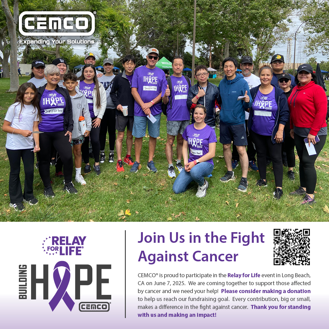 💜 At CEMCO, we believe in Building HOPE. We will be participating in Relay for Life in Long Beach to stand with those impacted by cancer and support the American Cancer Society.  

👉 Every donation helps bring us closer to a cure. 

🔗 Fundraising Link: secure.acsevents.org/site/STR?fr_id…