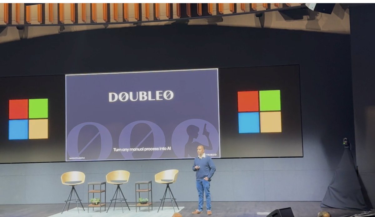 karthiksuresh's tweet image. Proud to pitch DoubleO AI to a fantastic room full of PE funds at Microsoft!
Thanks Murray Newlands for the invite, always grateful for the opportunity to share our vision for AI agents with top industry leaders.

Excited for what&apos;s ahead!
hashtag#AI hashtag#AIAgents…
