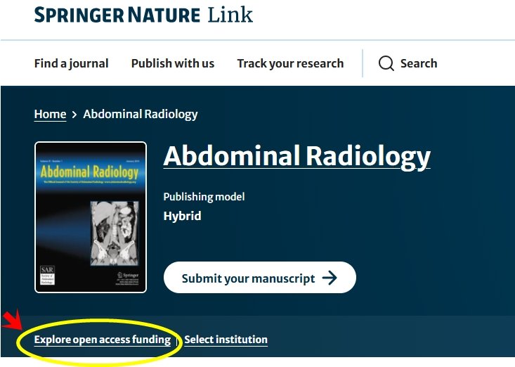 Abdominal Radiology (@abdominal_rad) on Twitter photo Boost Your Citations with Open Access! Open access articles receive more citations. Check if your institution has a funding agreement with Springer Nature to publish Open Access.
#abdradj #radiology
<a href="/RadGeek/">Neeraj Lalwani</a>
<a href="/LetDdiceFlyHigh/">Sandeep Arora</a> Boost Your Citations with Open Access! Open access articles receive more citations. Check if your institution has a funding agreement with Springer Nature to publish Open Access.
#abdradj #radiology
<a href="/RadGeek/">Neeraj Lalwani</a>
<a href="/LetDdiceFlyHigh/">Sandeep Arora</a>