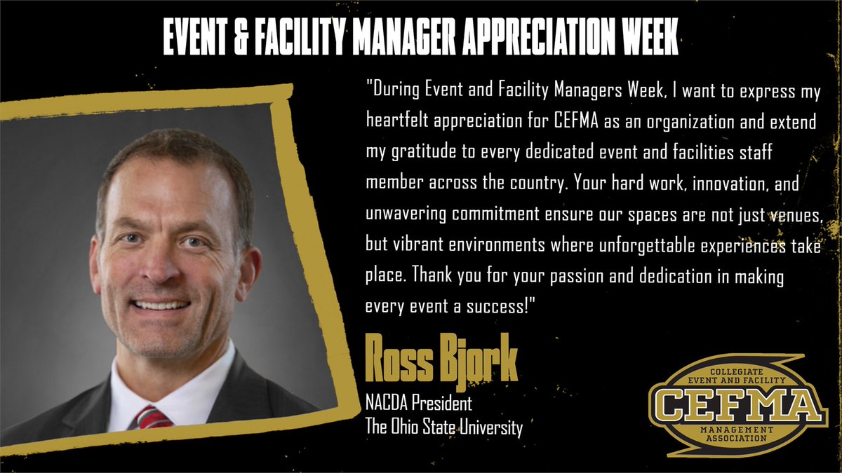 The #NACDAFamily joins our President <a href="/RossBjorkAD/">Ross Bjork</a> in recognizing <a href="/cefmafacilities/">CEFMA</a> professionals across the industry for their tireless efforts this week and every week! 👊