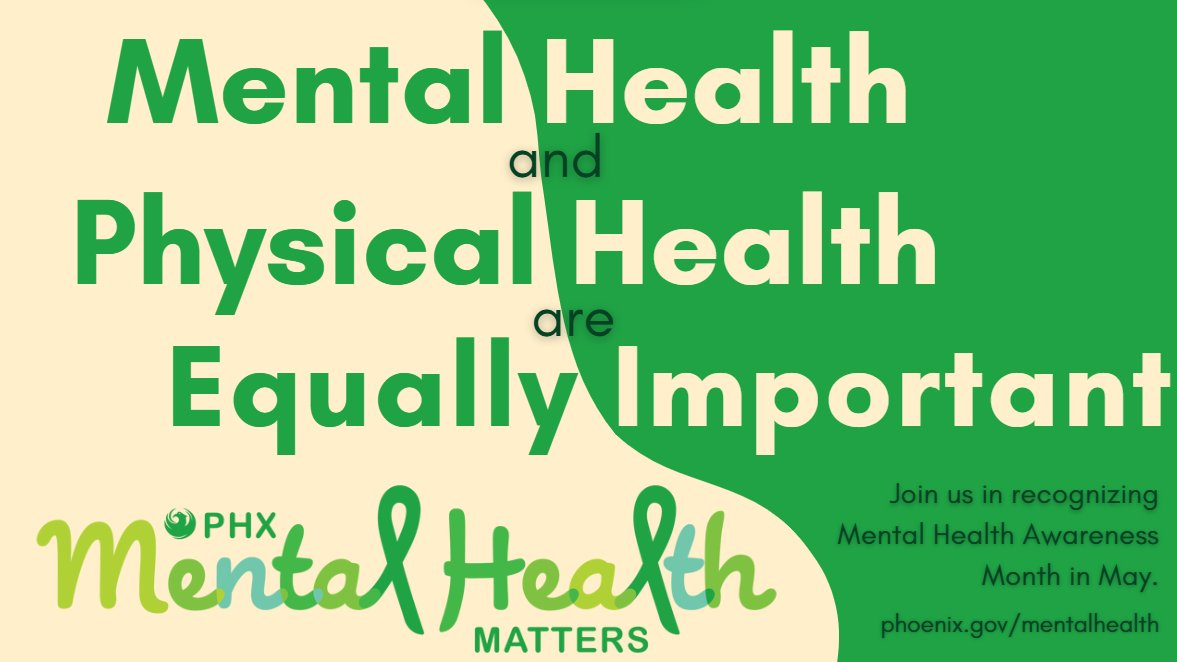 This May, District 8 is joining the City of Phoenix to say: Mental Health Matters. Let’s raise awareness, support one another, and end the stigma💬💚

Learn more: phoenix.gov/mentalhealthma…

#MentalHealthMatters #District8