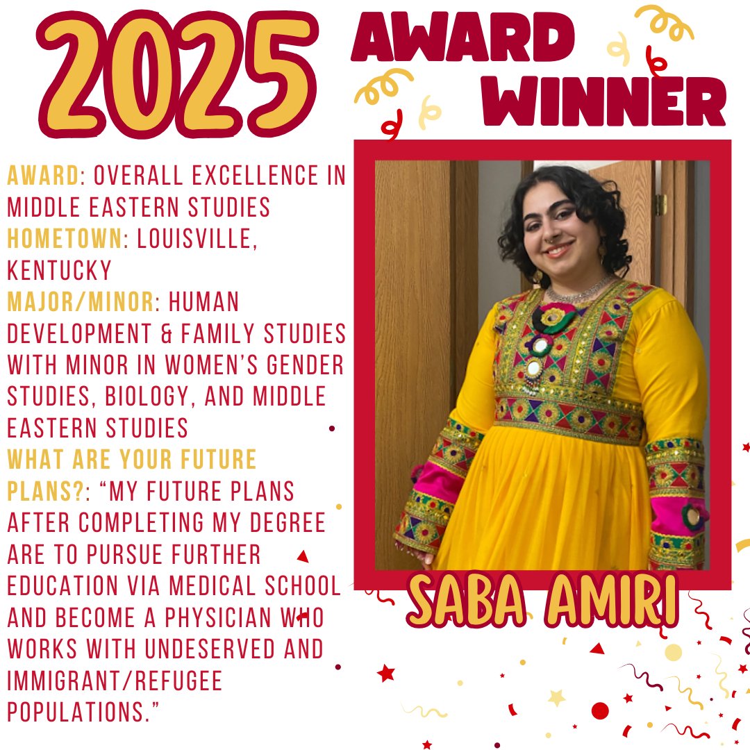 🎉 Big congratulations to Saba Amiri for receiving the Overall Excellence in Middle Eastern Studies Award at our annual WLC Awards Ceremony! 🌟 We're so proud to celebrate her achievements💛 #CyclonePride #StudentSuccess #IowaState