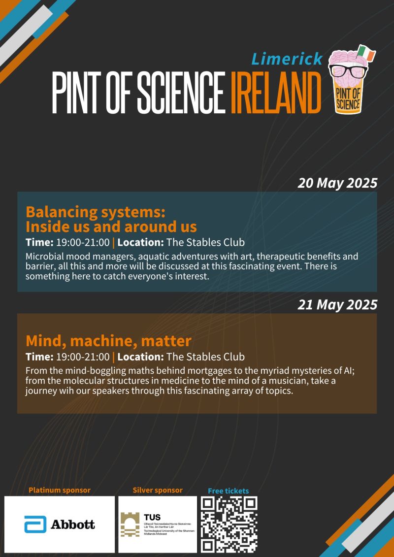 Pint of Science IE (@pintofscienceie) on Twitter photo 🚀 #Pint25 Limerick: Exciting Science Talks! 🌟
Join us 20-21 May for Pint of Science Limerick! Explore fascinating topics like healthcare, AI, art & microbes at The Stables Club.
Grab FREE tickets: pintofscience.ie
Experience a unique science celebration! 🚀 #Pint25 Limerick: Exciting Science Talks! 🌟
Join us 20-21 May for Pint of Science Limerick! Explore fascinating topics like healthcare, AI, art & microbes at The Stables Club.
Grab FREE tickets: pintofscience.ie
Experience a unique science celebration!