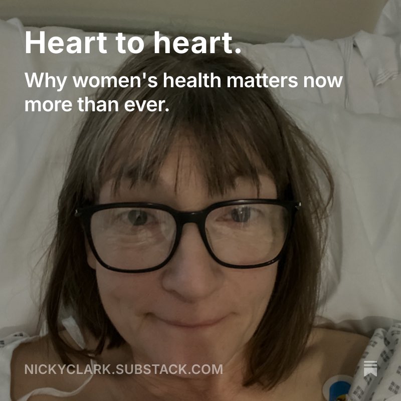 Nicky Clark (@mrsnickyclark) on Twitter photo I’ve written about my heart attack in January and the importance of women’s health, on my substack. 
I’m launching a women’s health campaign in July. Xx 
open.substack.com/pub/nickyclark I’ve written about my heart attack in January and the importance of women’s health, on my substack. 
I’m launching a women’s health campaign in July. Xx 
open.substack.com/pub/nickyclark