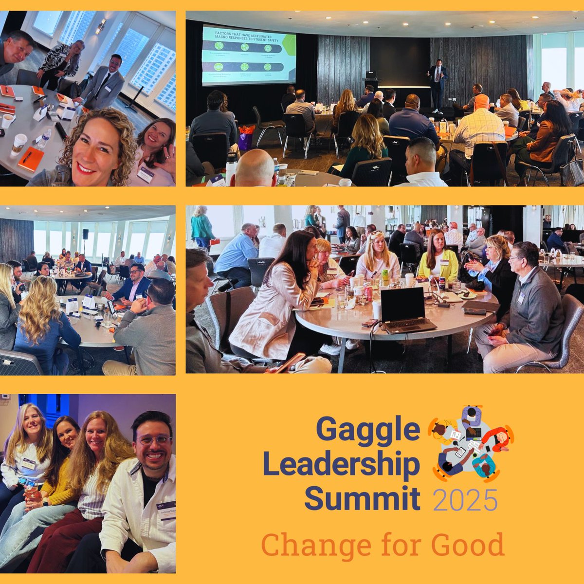 Taking student safety to new heights 🏙️ 

 A heartfelt thank you to all the incredible district leaders—both current partners and new connections—who joined us at the Gaggle Leadership Summit!

#gaggleleadershipsummit #changeforgood #studentsafety #studentwellbeing