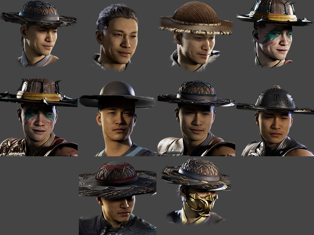 All of Kung Lao's face renders from MK1 (I didn't realize there were so many)
