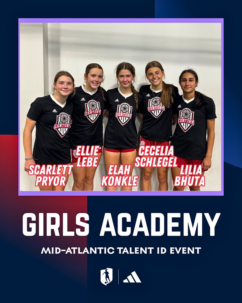 ellie lebe (@ellielebe8) on Twitter photo I am grateful to be selected for my second Girls academy Mid-Atlantic ID camp this weekend with four of my teammates!
<a href="/CoachEMarshall/">Erica Marshall</a> <a href="/Century_Utd/">Century United</a> <a href="/PrepSoccer/">Prep Soccer ⚽️</a> <a href="/GAcademyLeague/">Girls Academy</a> <a href="/TopDrawerSoccer/">TopDrawerSoccer</a> <a href="/ImYouthSoccer/">ECNL/GA/Recruiting/College Soccer</a> <a href="/TheSoccerWire/">SoccerWire</a> I am grateful to be selected for my second Girls academy Mid-Atlantic ID camp this weekend with four of my teammates!
<a href="/CoachEMarshall/">Erica Marshall</a> <a href="/Century_Utd/">Century United</a> <a href="/PrepSoccer/">Prep Soccer ⚽️</a> <a href="/GAcademyLeague/">Girls Academy</a> <a href="/TopDrawerSoccer/">TopDrawerSoccer</a> <a href="/ImYouthSoccer/">ECNL/GA/Recruiting/College Soccer</a> <a href="/TheSoccerWire/">SoccerWire</a>