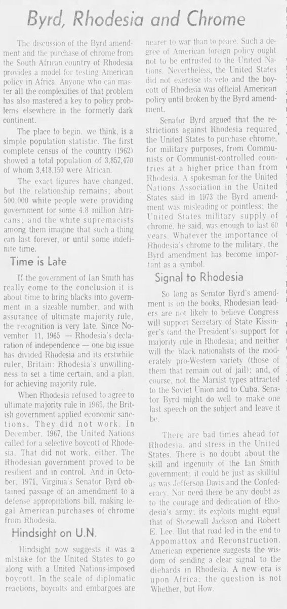 May 4, 1976: Byrd, Rhodesia and Chrome.