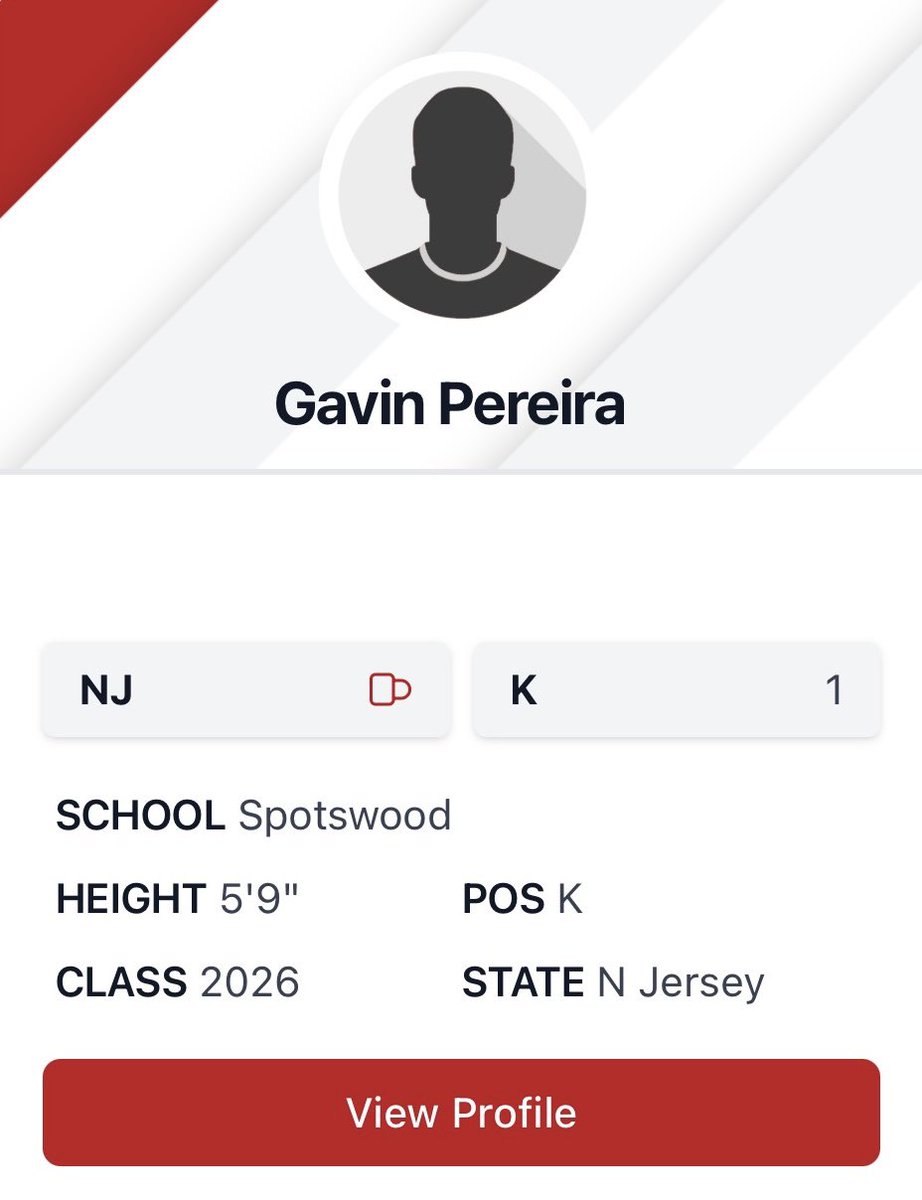 Gavin Pereira (@gavinpereira08) on Twitter photo Really honored to be named the #1 kicker in NJ! Thank you to <a href="/PrepRedzoneNJ/">Prep Redzone New Jersey</a> <a href="/BrendanScoutsNJ/">Coach Brendan</a> for the recognition. Really honored to be named the #1 kicker in NJ! Thank you to <a href="/PrepRedzoneNJ/">Prep Redzone New Jersey</a> <a href="/BrendanScoutsNJ/">Coach Brendan</a> for the recognition.