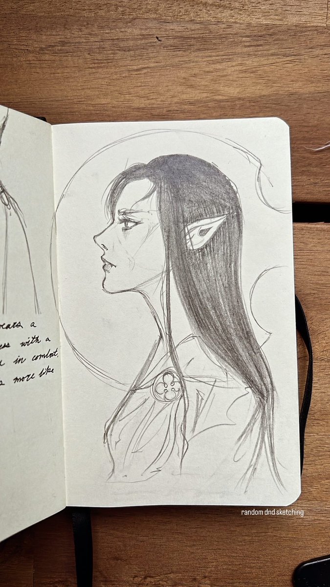 backbrus's tweet photo. I’m being dragged into dnd so designing my first character! Here’s a preliminary sketch of Cylvette https://t.co/ylVOrYzWJz