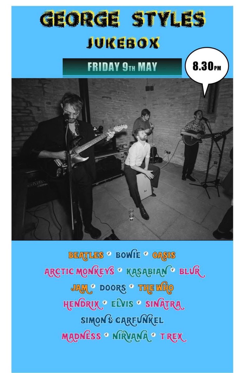 Ready to rock your Friday night? George Styles Jukebox hits the stage at 8:30PM with electrifying live music, energy, and all your favorite tunes! 🎸🎤
Dance, sing, vibe don’t miss the band that gets the whole room moving!
#WeekendVibes #LiveMusic #LiveMusicUK #LiveMusicLovers