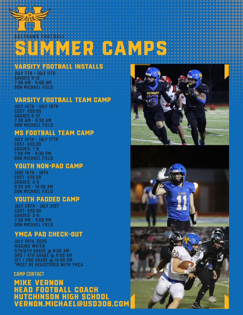 SAVE THE DATE(S)! 

ALL YOUR 2025 SALTHAWK FOOTBALL CAMP DATES IN ONE POST!