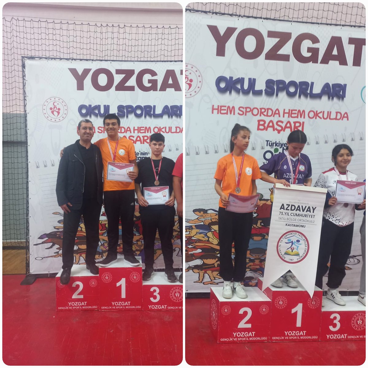 Pazar İmam Hatip Ortaokulu öğrencilerimiz M. Zahid ASLAN bilek güreşi bölge finallerinde sağ kolda şampiyon olurken, aynı turnuvada Çiğdem EKER de sağ kolda bölge ikincisi oldu. İki başarılı sporcumuz da Türkiye finallerine yükselerek bizleri gururlandırdı.