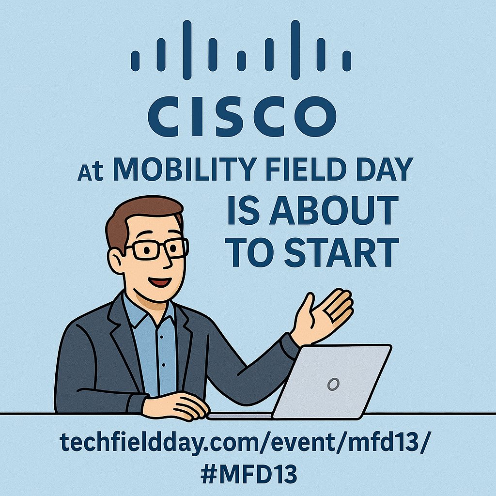 The <a href="/CiscoNetworking/">Cisco Enterprise Networking</a> presentation at Mobility Field Day 13 is about to begin!
Looking forward to hearing how Cisco is advancing wireless, security, and AI-powered networking for the modern enterprise.

Join us live and be part of the conversation: techfieldday.com/event/mfd13/

#MFD13