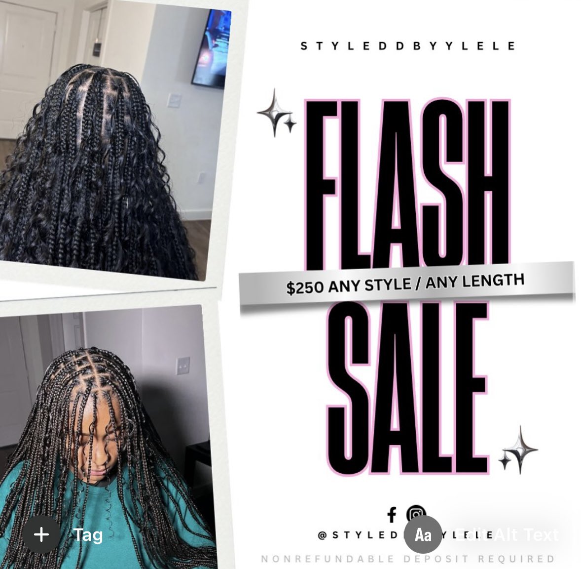 taleahhb's tweet image. Baton Rouge 📍
$250 knotless braids any size /any length . 

•@styleddbyylele  #batonrougebraider #brbraider #lsubraider #hairstylist #brhairstylist  #subraider #southernuniversity #southernuniversitybraider #knotlessbraids #knotlessbraids.