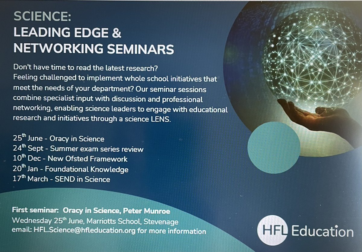 Super excited to launch our new Science: Leading Edge and Networking seminars programme. People have been asking me for this and delighted it’s now a reality - do get in touch if you would like more details 🙂