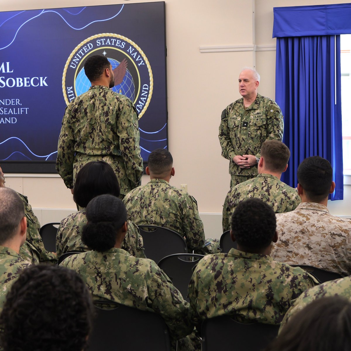 NSCSofficial's tweet photo. NSCS welcomed RDML Philip Sobeck, Commander of the @MSCSealift today as he shared leadership lessons shaped by experience and anchored in service.
He emphasized showing #gratitude, being #flexible and genuinely caring about others.
#USNavy #Leadership #SupplyCorps https://t.co/wVuo1fuCjq