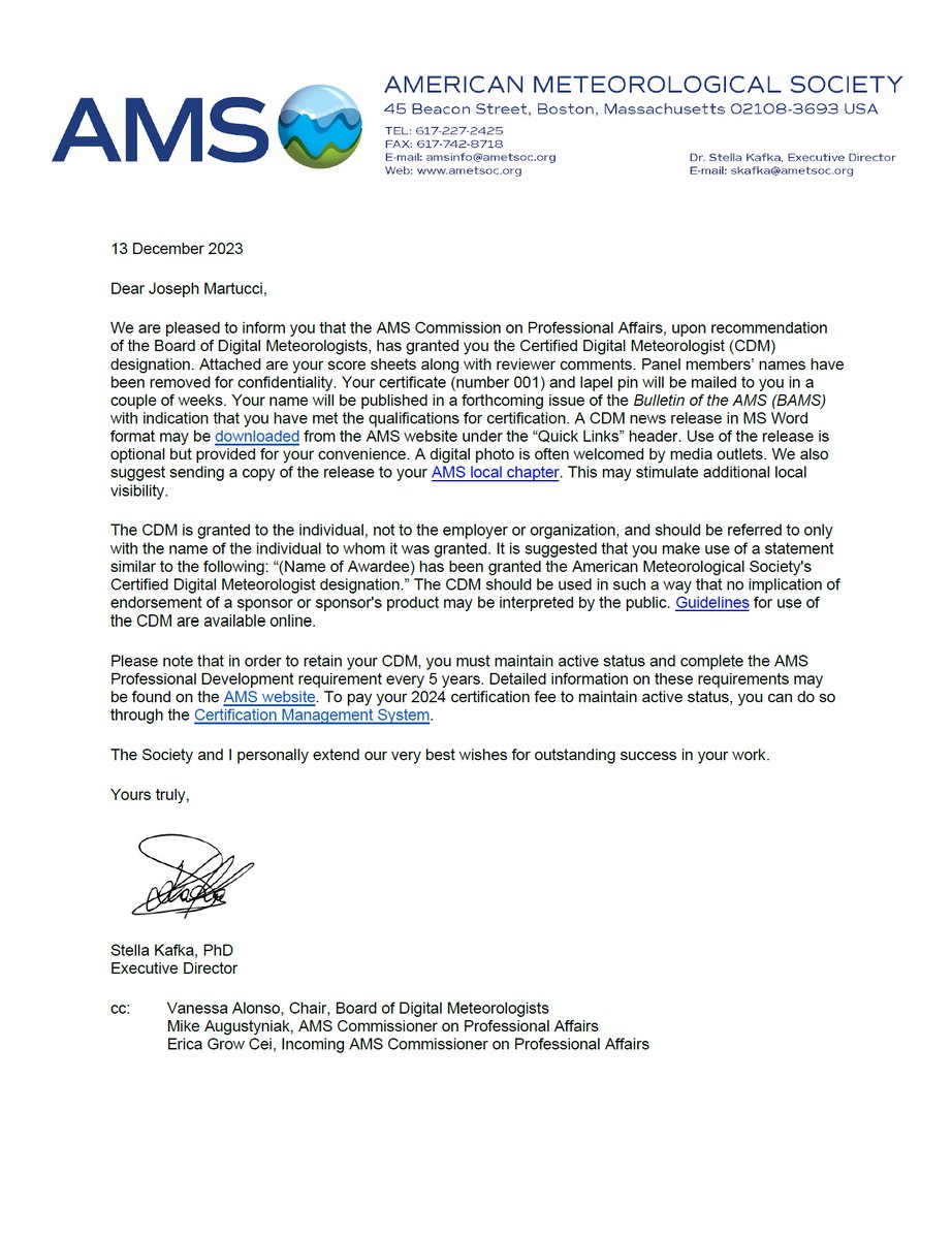 JoeMartWx's tweet image. 🎉Proud to have earned Certified Digital Meteorologist (CDM) #1 from the @ametsoc in 2023.
All CDM holders are vetted by our peers.
So, we know what we're talking about and how to talk about it.