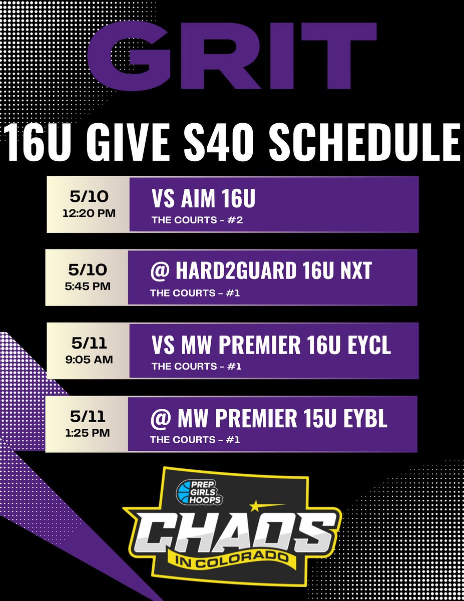 grithoops's tweet photo. ‼️CHAOS IN COLORADO SCHEDULES‼️

• 16s at The Courts

• College Coaches please reach out with any questions - grithoopsclub@gmail.com 📧

LET’S HOOP 🙌

#GRIT https://t.co/rdDg8LUylU