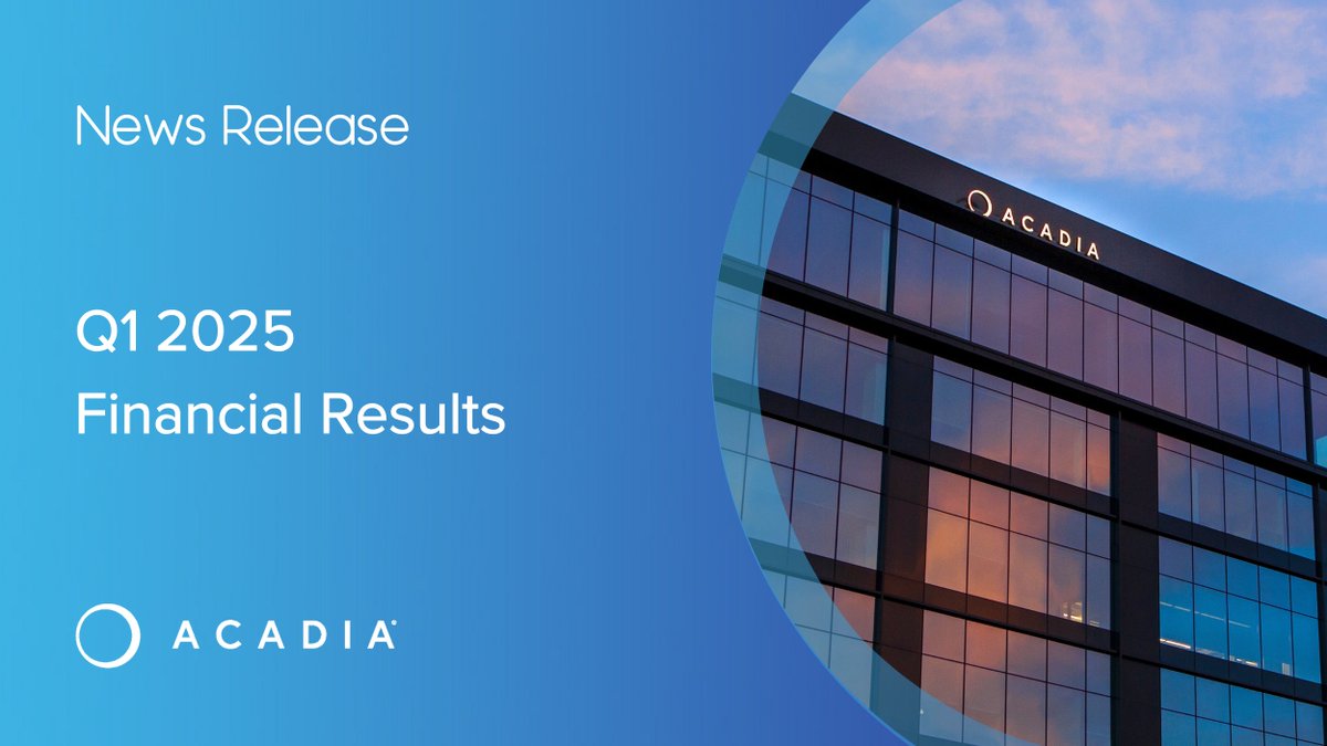 Today, we shared our Q1 2025 #earnings results. Read our $ACAD financial summary and key updates here: bit.ly/3Z4Plsa.