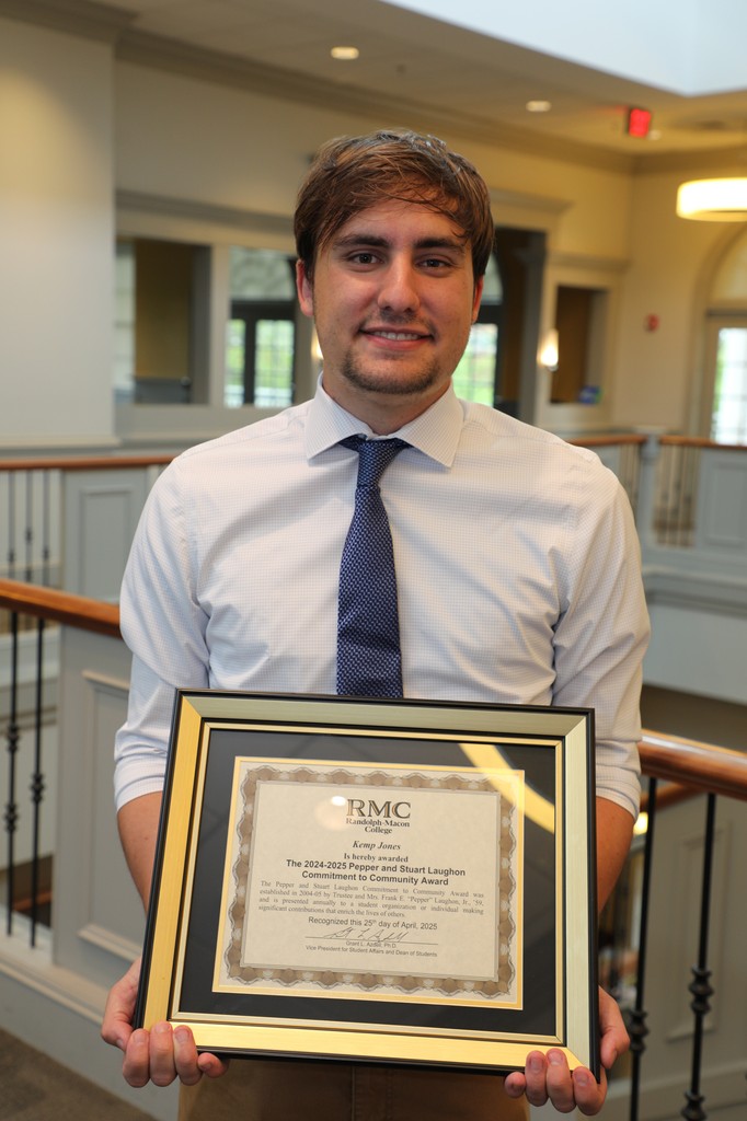 Kemp Jones ’25 was honored with Randolph-Macon College’s 2025 Pepper and Stuart Laughon Commitment to Community Award for completing over 340 hours of service. RMC Article Link: rmc.edu/news/kemp-jone…