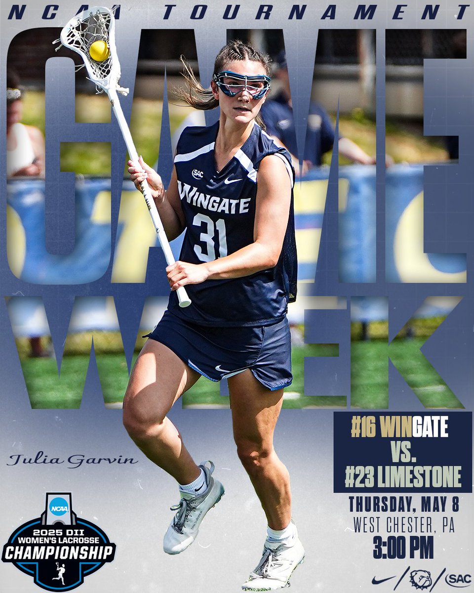 Wingate Bulldogs (@wu_bulldogs) on Twitter photo One. More. Day.
<a href="/Wingate_WLax/">Wingate Womenβs Lacrosse</a> is in the <a href="/NCAADII/">NCAA Division II</a> Tourney for the 2nd time in program history!
#WINgate faces Limestone Thursday at 3 PM in Pennsylvania
#OneDog One. More. Day.
<a href="/Wingate_WLax/">Wingate Womenβs Lacrosse</a> is in the <a href="/NCAADII/">NCAA Division II</a> Tourney for the 2nd time in program history!
#WINgate faces Limestone Thursday at 3 PM in Pennsylvania
#OneDog