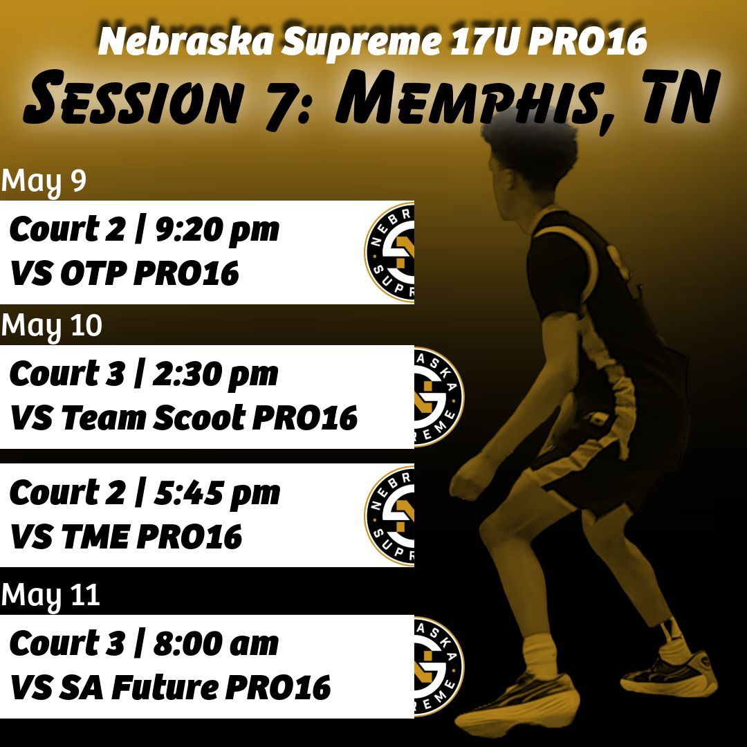 NebraskaSupreme's tweet image. Nebraska Supreme 17U PRO16 heads to Memphis for Session 7 of the NXTPRO Circuit this weekend. Four tough games with a stacked lineup, should be a great weekend for our guys to prove they can compete among some of the best teams in the PRO16 Circuit. #Supremefamily #AAU #nxtprone