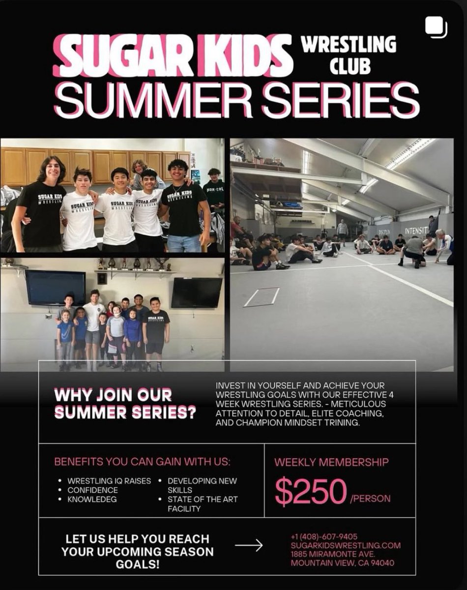 Sugar Kids Wrestling Club (@skwc_2020) on Twitter photo Sugar Kids Summer Series has launched! Sign up on our website! <a href="/CalGrappler/">California Wrestling</a> <a href="/calUSAwrestling/">CAUSAWrestling</a> <a href="/sfhsathletics/">Saint Francis HS</a> <a href="/CIFState/">CIF State</a> sugarkidswrestling.com Sugar Kids Summer Series has launched! Sign up on our website! <a href="/CalGrappler/">California Wrestling</a> <a href="/calUSAwrestling/">CAUSAWrestling</a> <a href="/sfhsathletics/">Saint Francis HS</a> <a href="/CIFState/">CIF State</a> sugarkidswrestling.com