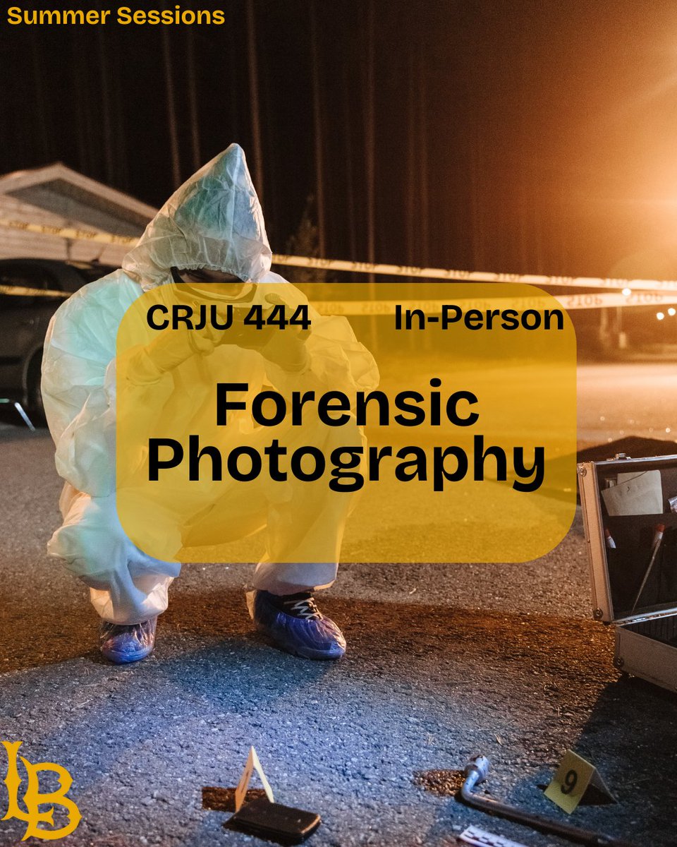 Capture the details that matter in CRJU 444 – Forensic Photography! 📸🔍 Learn how to document crime scenes, evidence, and more using digital media in real investigative contexts. Enroll today! ☀️ 
#SummerSessions #CSULB #GoBeach