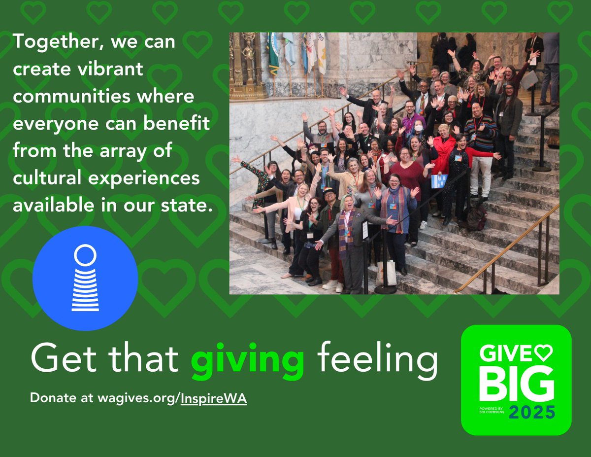 #GiveBIG ends TODAY! Now's your chance to get #ThatGivingFeeling &amp; help Inspire WA increase statewide access to science, heritage, &amp; the arts. Please consider making a tax-deductible donation at wagives.org/organization/I… today. Thanks to all who have already supported our campaign!
