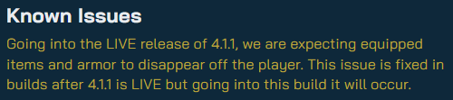 Telling people you're going to lose all your equipped items — especially after Tier 0 Item Recovery —combined with the unpredictable late night patch launches, is really toxic. 

Do we unequip now? Tuesday? Friday? How long do I have to play naked for? <a href="/CaptainZyloh/">Tyler Witkin</a>