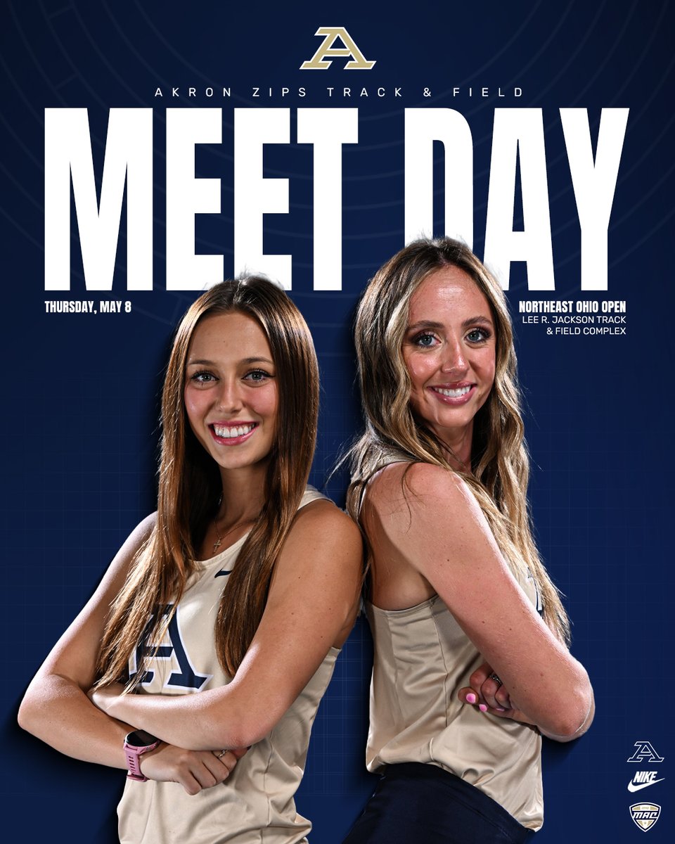 Akron Zips Track/CC (@zipstfcc) on Twitter photo 🏃♀️ MEET DAY 🏃♂️ <a href="/ZipsTFCC/">Akron Zips Track/CC</a> hosts Northeast Ohio Open
#GoZips | <a href="/ZipsTFCC/">Akron Zips Track/CC</a> 🦘
📅 Thursday (May 8)
🕛 12:00 pm
📍 Lee R. Jackson Track and Field Complex
💻 Live Stats - tinyurl.com/24w4qmfo 🏃♀️ MEET DAY 🏃♂️ <a href="/ZipsTFCC/">Akron Zips Track/CC</a> hosts Northeast Ohio Open
#GoZips | <a href="/ZipsTFCC/">Akron Zips Track/CC</a> 🦘
📅 Thursday (May 8)
🕛 12:00 pm
📍 Lee R. Jackson Track and Field Complex
💻 Live Stats - tinyurl.com/24w4qmfo