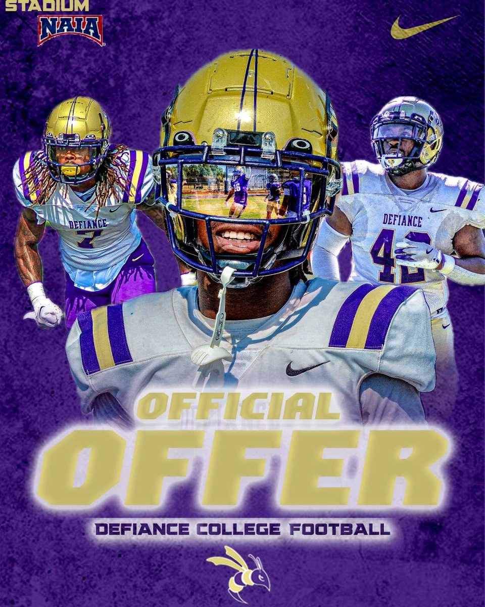 blessed to receive my first offer from defiance university !!! thanks to my coaches and 💜🖤<a href="/Coach_Black7/">Coach Black</a> <a href="/ConleySmoot/">Conley Smoot</a> <a href="/moedouglass7_sr/">Maurice Douglass Sr</a>